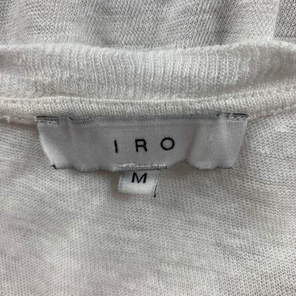 IRO White Distressed Linen Crew-Neck Clay T-shirt - Picture 5 of 5